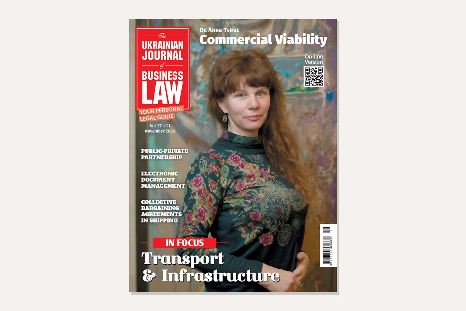 Cover of The Ukrainian Journal of Business Law, Vol. 17 #11, November 2019 — cover story “Commercial Viability” by Dr. Anna Tsirat